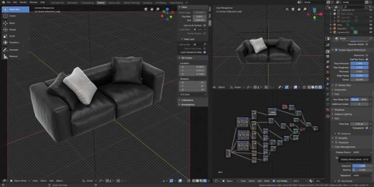 Моделирование дивана в блендер